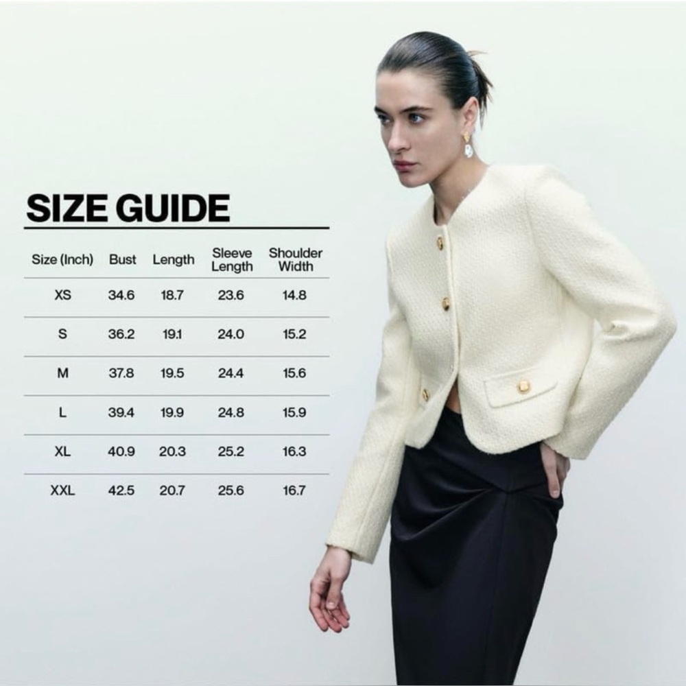 URBAN REVIVO || Chic Cream Women's Cropped Blazer with Gold Buttons. Sz. XL - Picture 10 of 16
